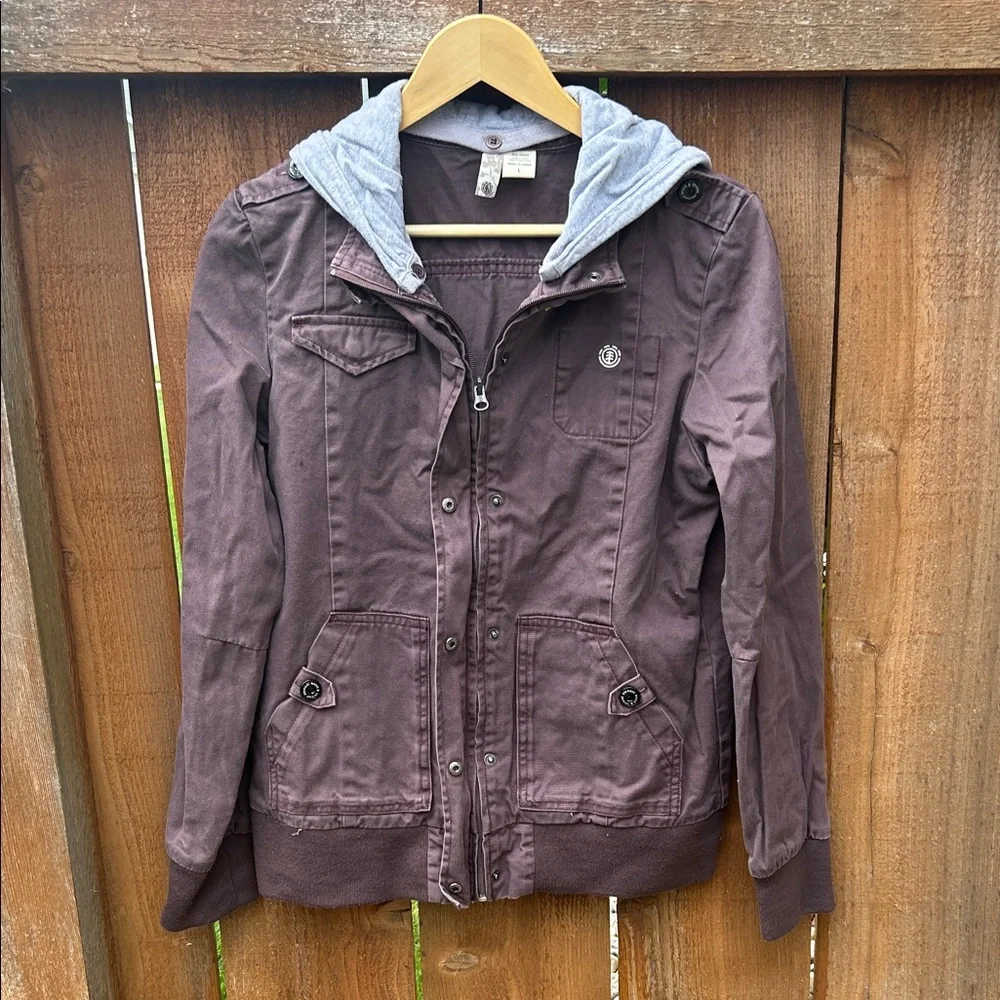 Purple Hooded Jacket with Gray Lining - Picture 1 of 1